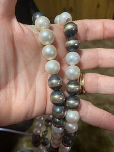14 mm Sterling Silver beads and freshwater pearls