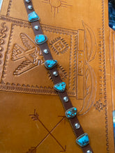 Leather, Sterling silver, Kingman Turquoise Dog Collar or boot bracelet!