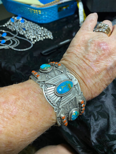 Massive Turquoise 3 stone Bracelet