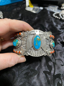 Massive Turquoise 3 stone Bracelet