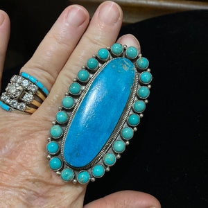 Big Turquoise Two Tone ring