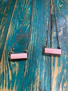 Large pink Conch bar necklace