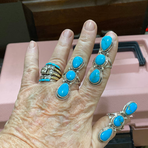 3 stone turquoise rings