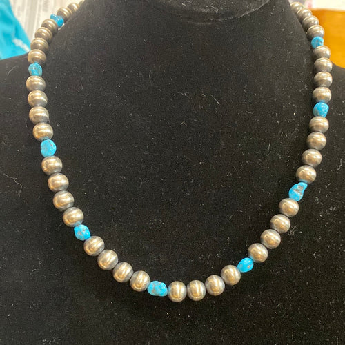 Navajo pearls and turquoise necklace 18 inches long