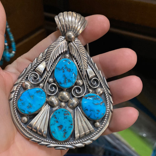 Vintage Bold Necklace withXL Drop Pendant