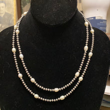 Single strand fresh water pearls spaced with Navajo PEARLS