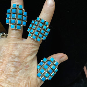 Square shaped turquoise stone ring