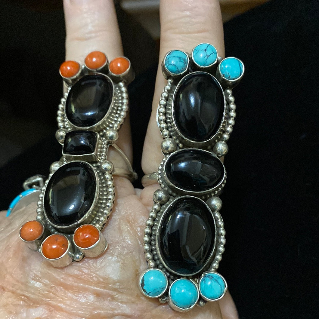 Black onyx ring with snake eyes