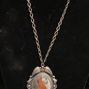 The Vintage Red Bird single pendant necklace
