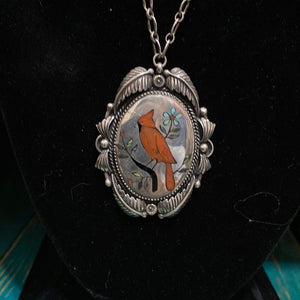 The Vintage Red Bird single pendant necklace