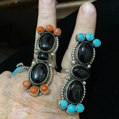 Black onyx ring with snake eyes