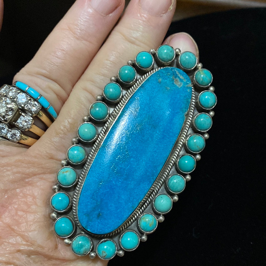 Big Turquoise Two Tone ring