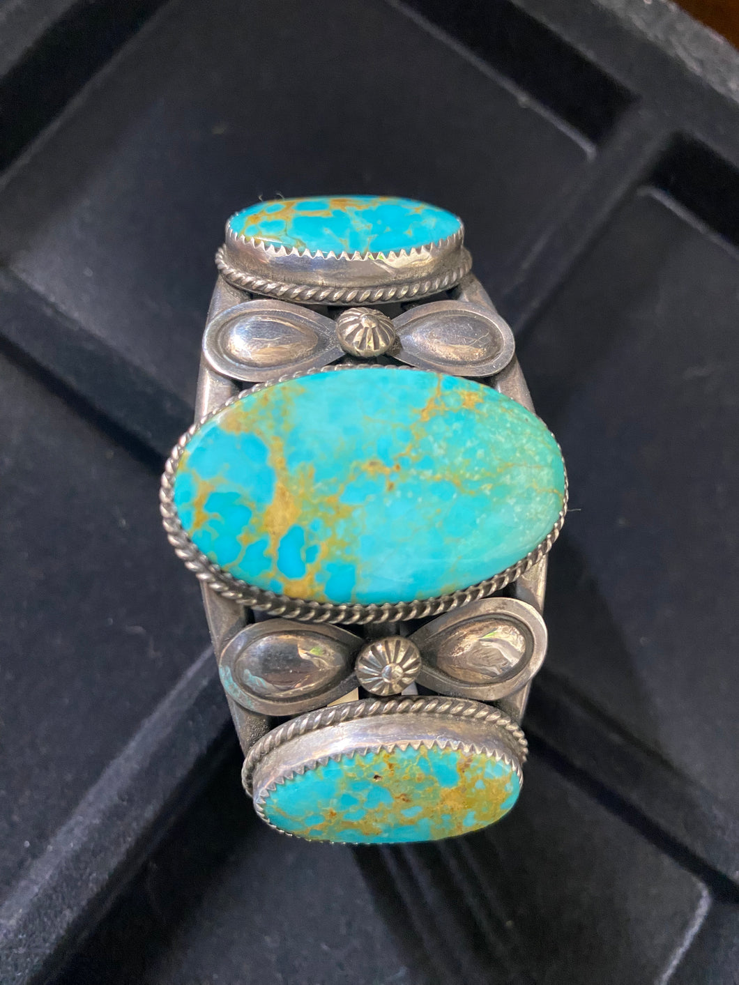 Vintage 3 stones Kingman Bracelet Made by The Buffalo Dances