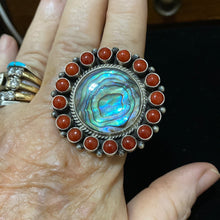 Abalone and Red Coral ring