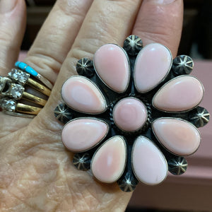 The pink conch Cluster ring