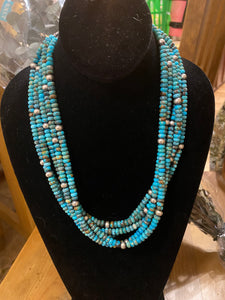 6 mm turquoise and Navajo pearls 22 inches