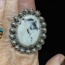 Big White Buffalo stone ring