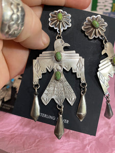 Large Thunderbird 3 stone earrings