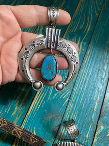 Turquoise and Silver Naja Pendant
