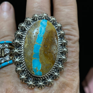 Huge Oval Ribbon Turquoise stoned ring
