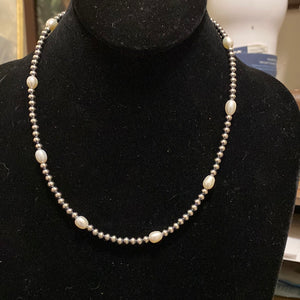 Single strand fresh water pearls spaced with Navajo PEARLS