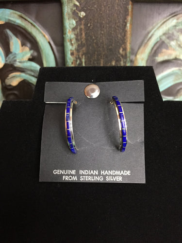 Lapis Thin Half Hoops