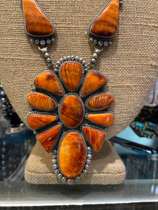 Outrageously orange spiny oyster necklace