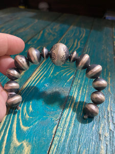 Adjustable Navajo Pearl tooled bead bracelet