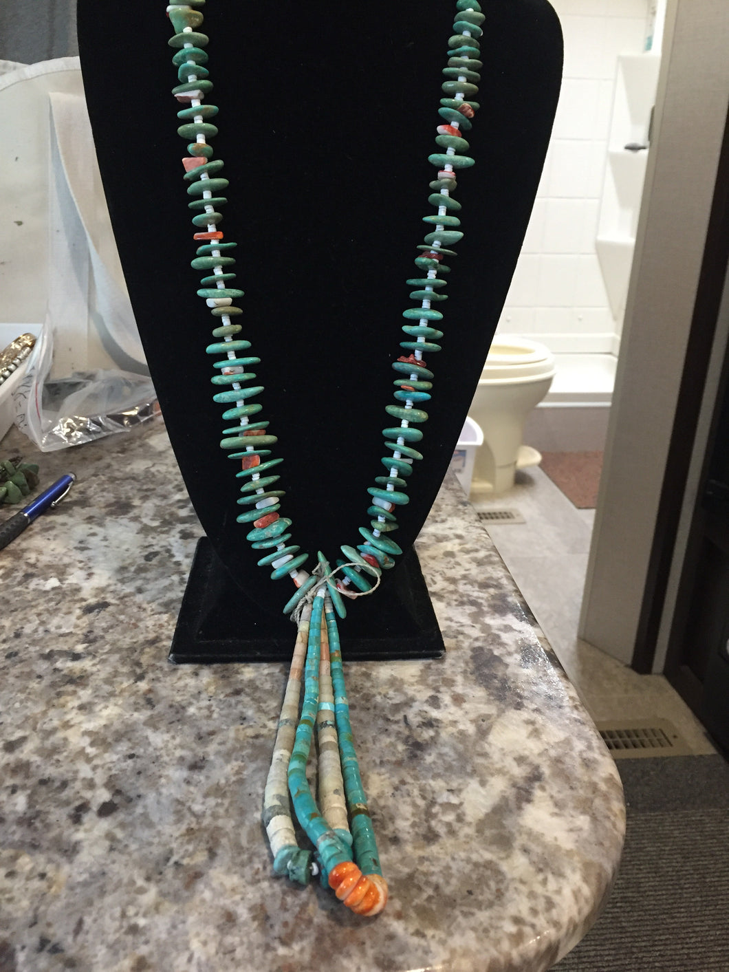 Turquoise and spiny slab necklace
