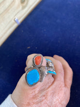 Vintage Turquoise and snake eye coral ring