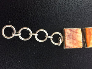 Large square Spiny oyster clasp bracelet