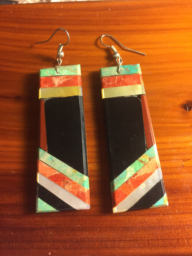 Multi color slab earrings