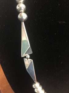 Classic Sterling silver triangular beaded necklace