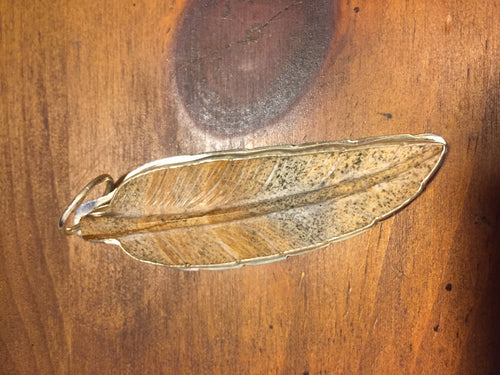 Sterling Silver Jasper carved feather