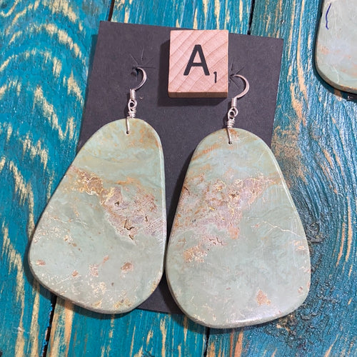 BIG GREEN slab earrings