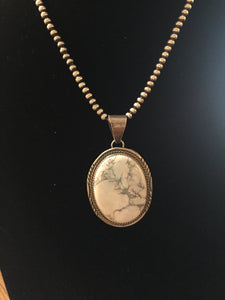 Large Howlite stone pendant