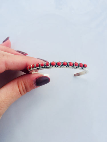 Micro Red Coral Cuff