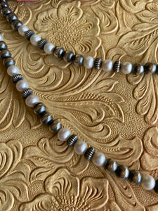 Freshwater pearls and Navajo pearls 22 inch