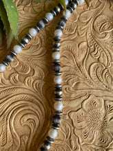Freshwater pearls and Baha’i disk beads 24 in 6 mm