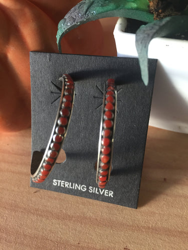 Red Coral hoop earrinhs