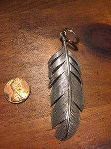 Sterling Silver feather pendant 3 inches