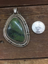 Large heavy Sterling Silver green Turquoise pendant