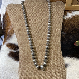 Vintage sterling silver stamped bead necklace