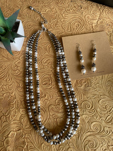3 strand freshwater pearls and Navajo pearls 20 inches