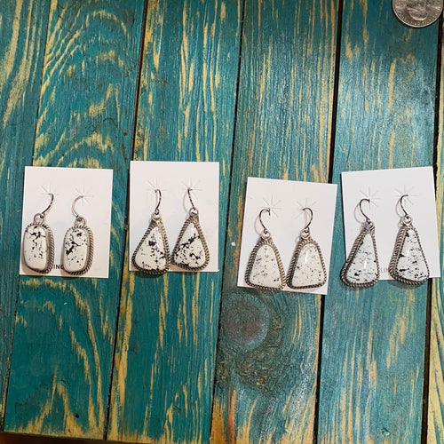White buffalo turquoise dangle earrings