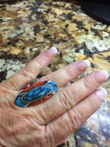 Inlay Turquoise, coral, black onxy