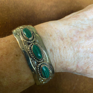 Malachite 3 oval stone bracelet