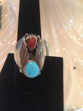 Vintage Turquoise and Corral ring