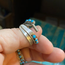 Sterling silver feather rings with turquoise