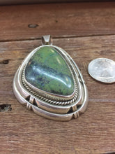 Large heavy Sterling Silver green Turquoise pendant